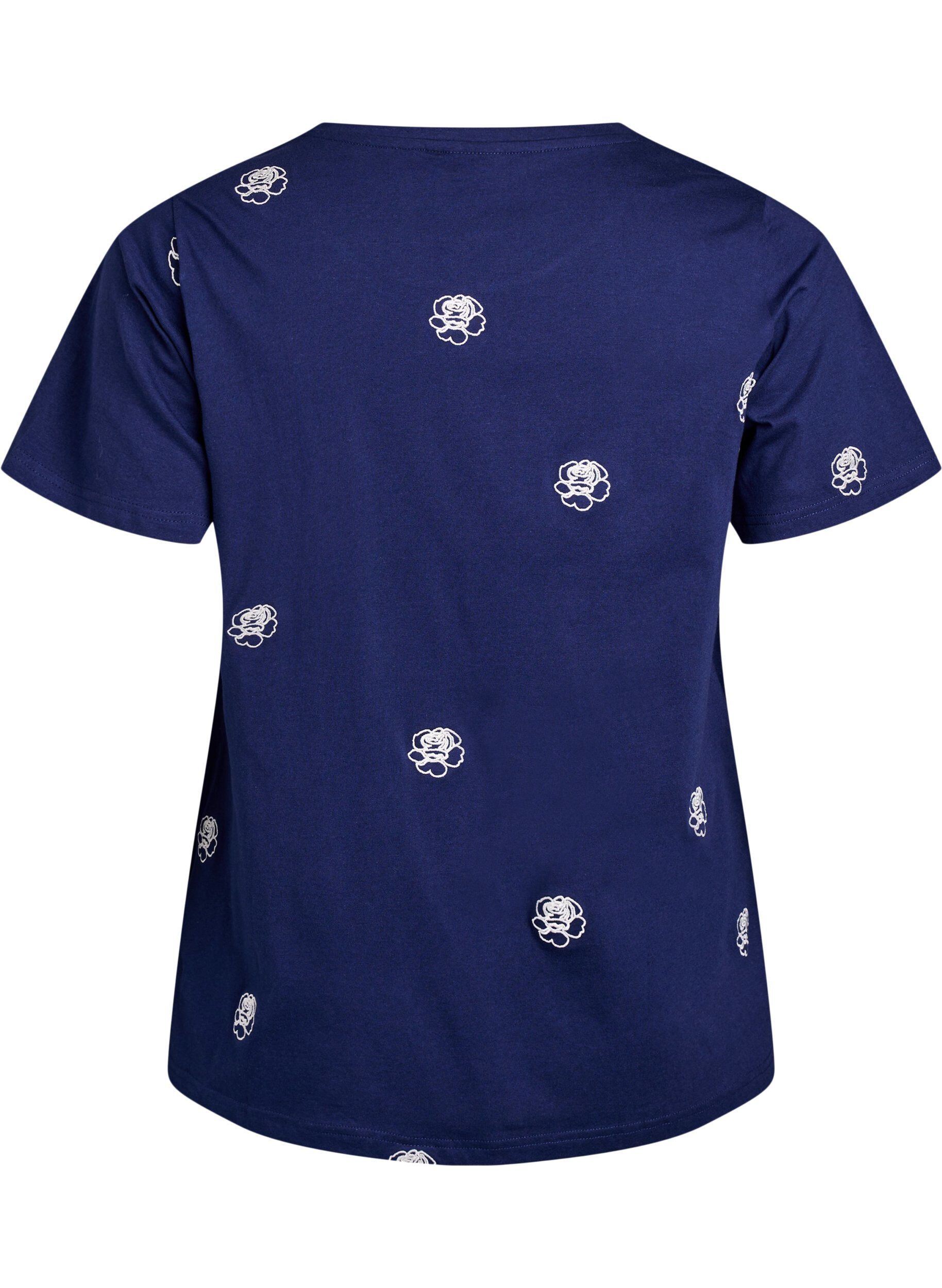 ZizziT-shirt i &oslash;kologisk bomuld med broderede motiver, Bl&aring;, Packshot image number 1