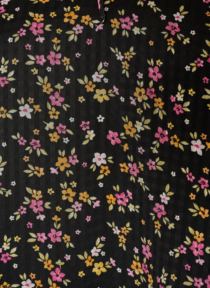 Tunika med blomsterprint og A-form, Sort, Packshot image number 2