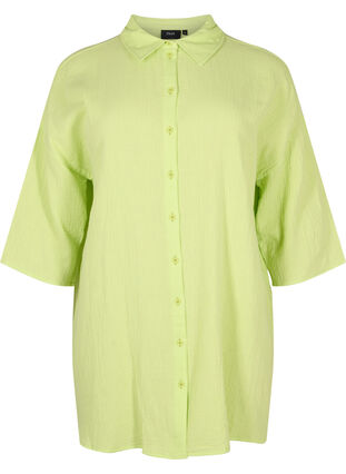 Skjorte i bomuld med halvlange ærmer, Wild Lime, Packshot image number 0