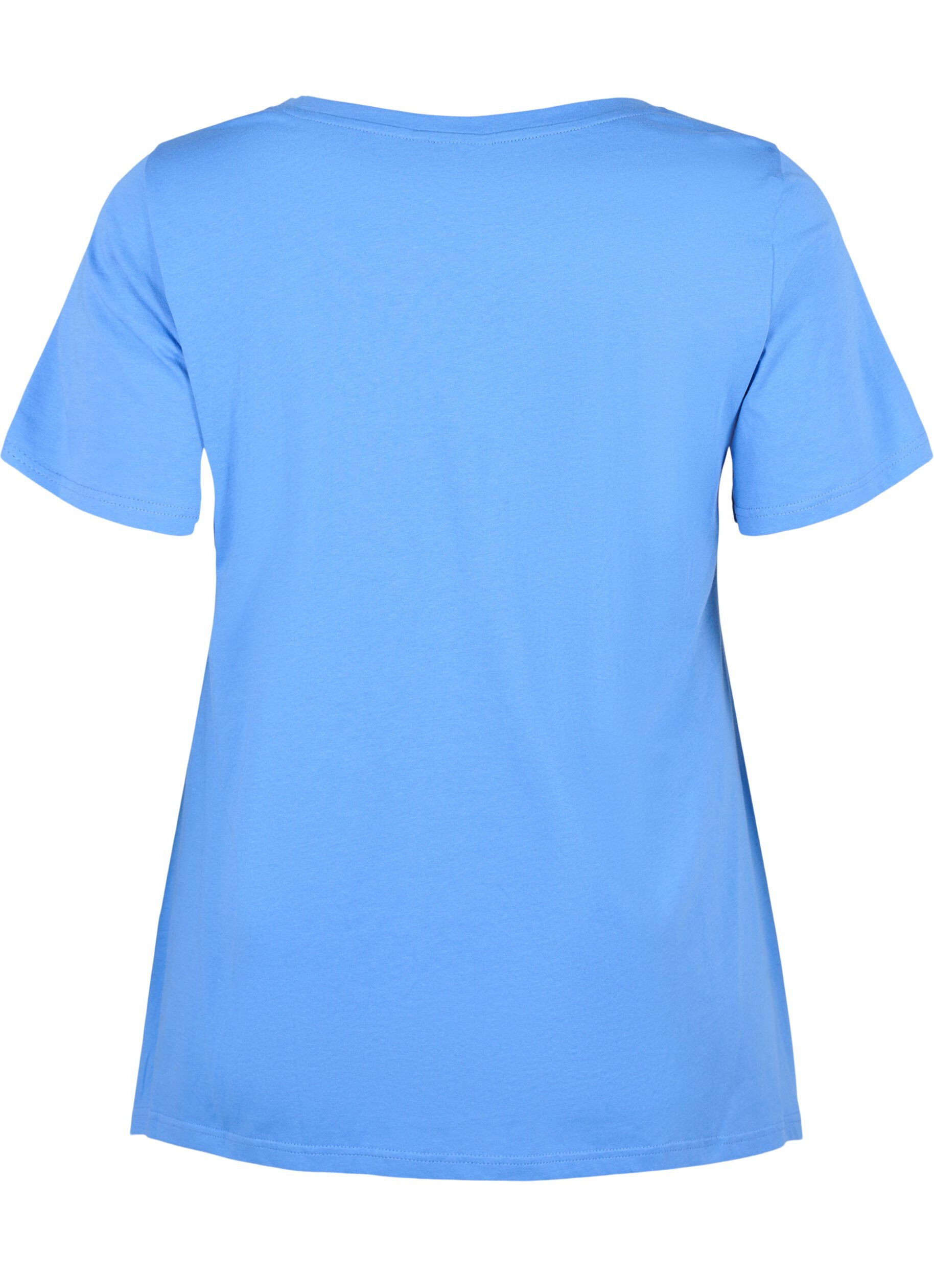 Zizzi Bomulds t-shirt med korte &aelig;rmer, Ultramarine HEAVENLY, Packshot image number 1