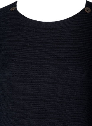Langærmet strikkjole med knappedetaljer, Black, Packshot image number 2