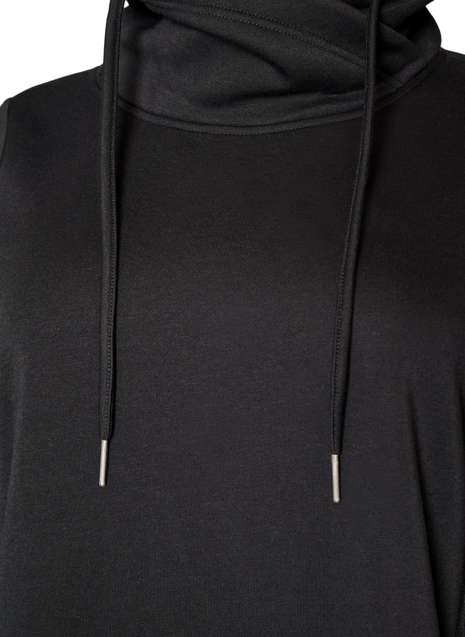 ZizziSweatshirt med h&oslash;j krave og lommer, Sort, Packshot image number 2
