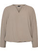 Bluse med ballonform og V-udsk&aelig;ring, Beige, Packshot image number 0