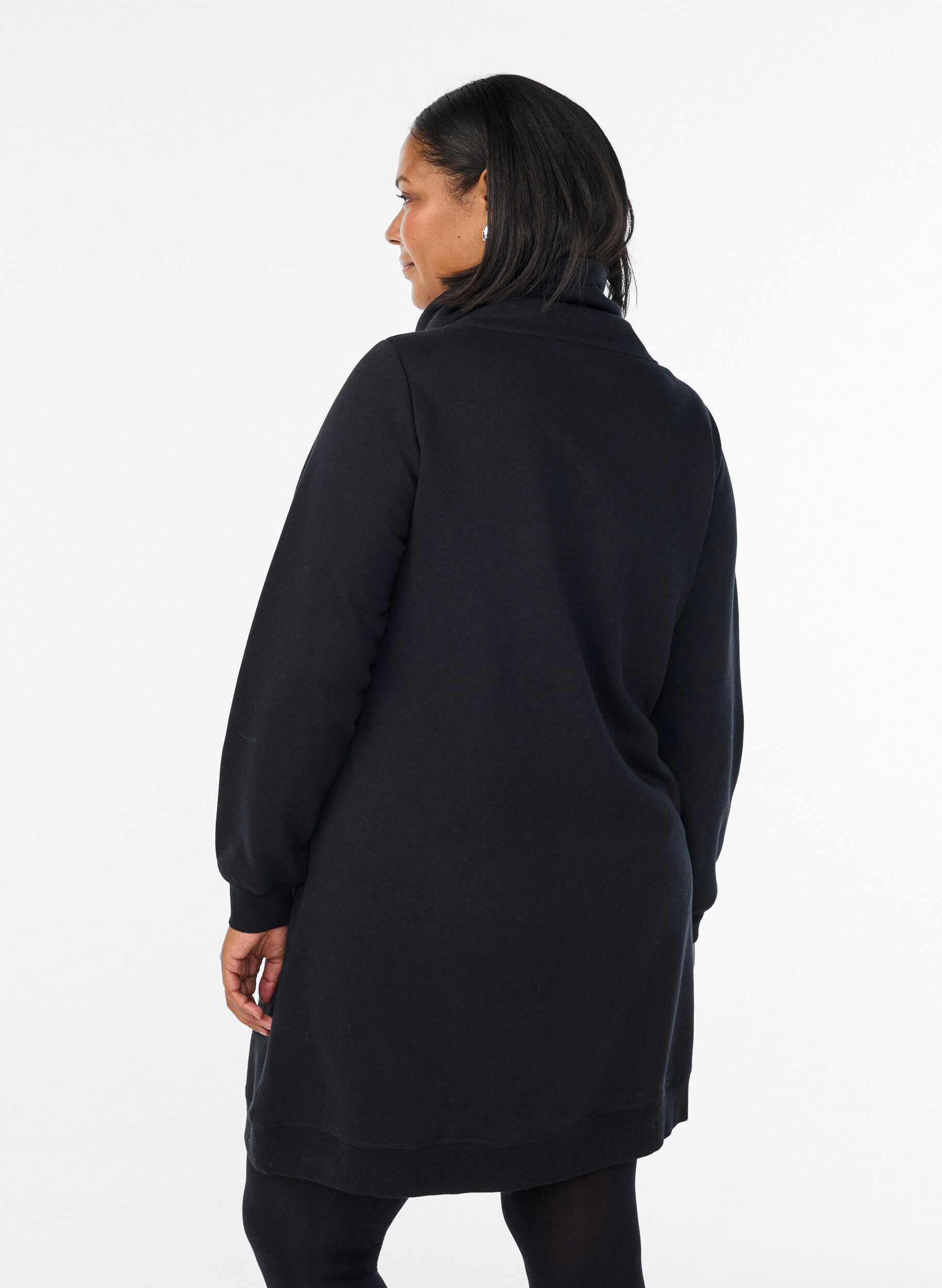 ZizziKort sweatkjole med h&oslash;j krave og lommer, Sort, Model image number 2