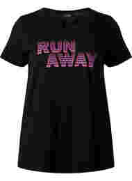Trænings t-shirt med print, Black w. Run Away