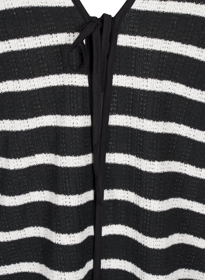 Cardigan med bindebånd, Black White stripe, Packshot image number 2