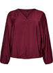 Bluse med balloneffekt og chiffondetaljer, R&oslash;d, Packshot image number 0
