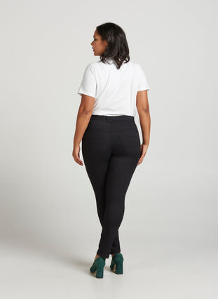 Super slim Amy jeans med høj talje, Black, Model image number 1