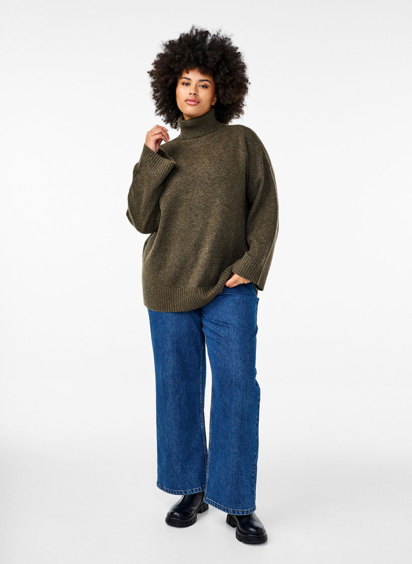 Strikbluse med rullekrave, Sea Turtle Mel., Model image number 3