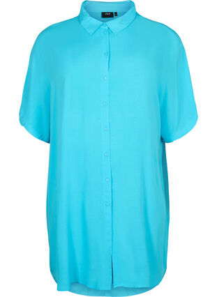 Lang skjorte i viskose, Blue Atoll, Packshot image number 0