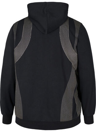 Sweatshirt med hætte og printdetaljer, Black, Packshot image number 1