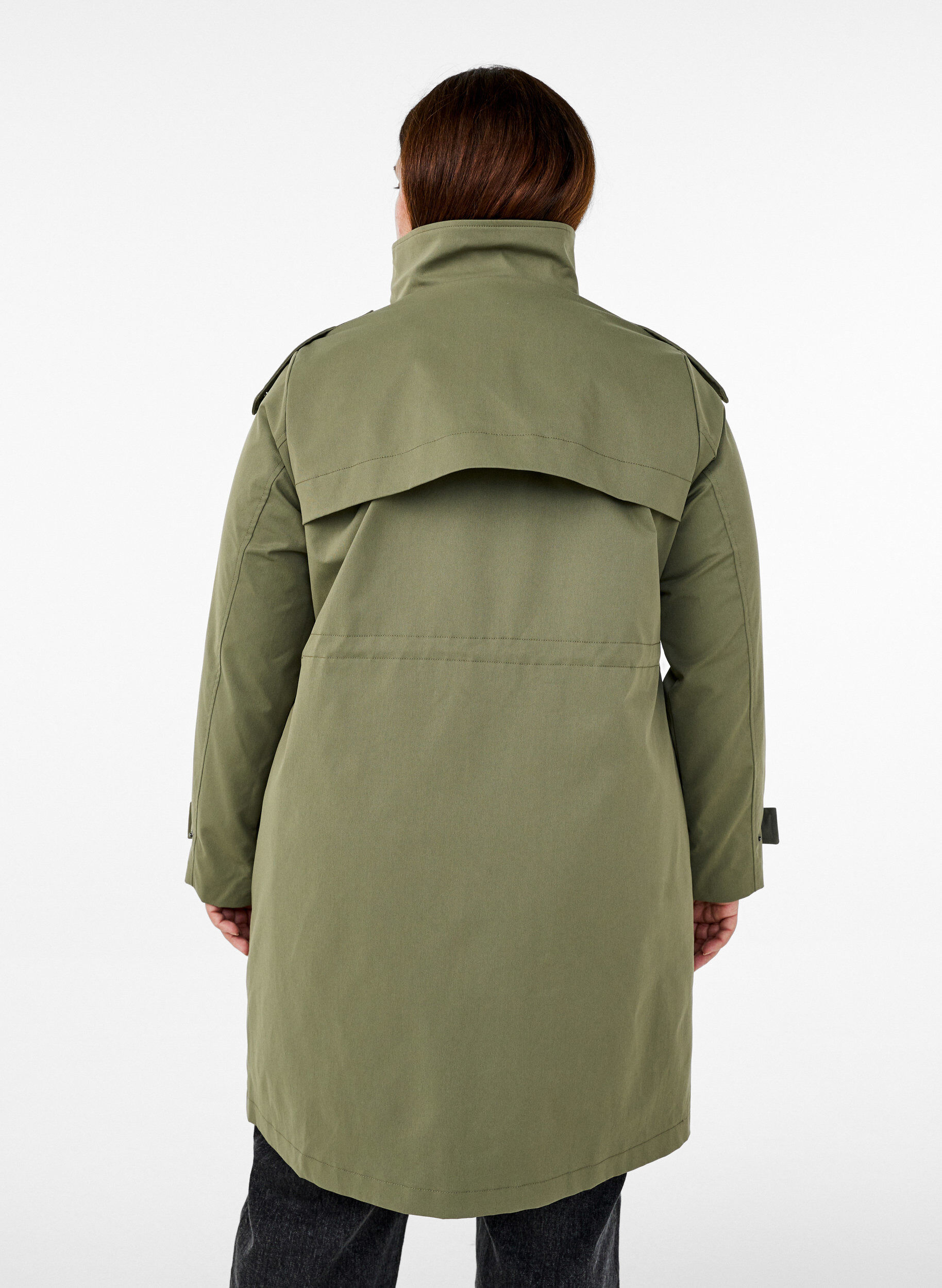 Zizzi Vandafvisende parka jakke, Gr&oslash;n, Model image number 2