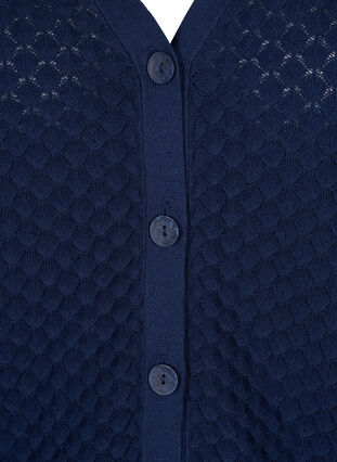Mønstret bomulds cardigan, Navy Blazer, Packshot image number 2