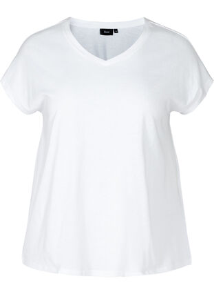 T-shirt med v-hals, Bright White, Packshot image number 0