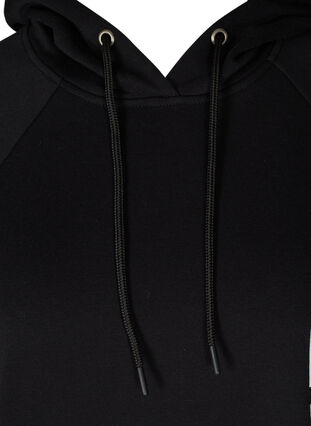 Lang sweatshirt med hætte og printdetaljer, Black, Packshot image number 2