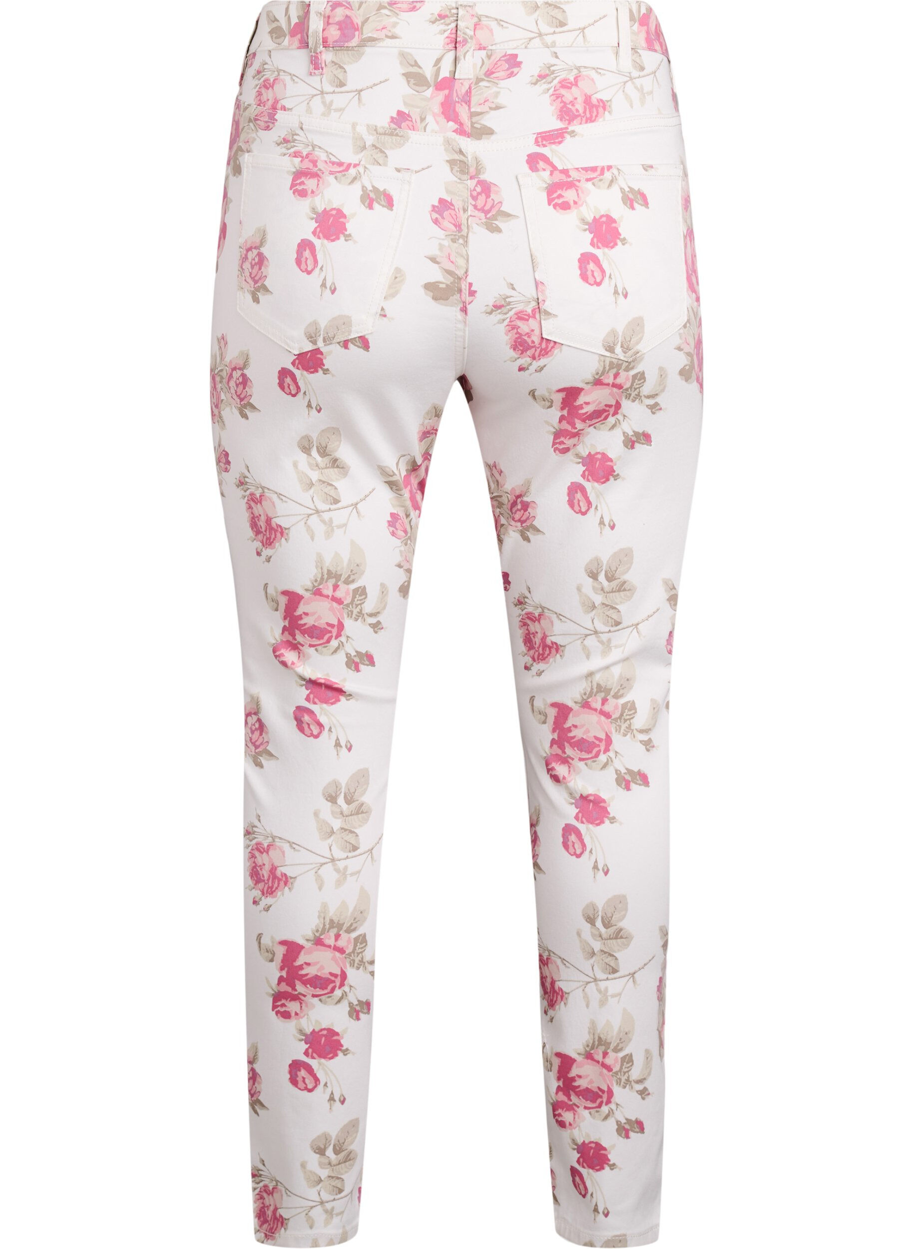 Zizzi Super slim Amy jeans med blomsterprint, Vanilla, Packshot image number 1