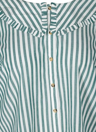 Stribet skjorte i bomuld, Green Stripe , Packshot image number 2