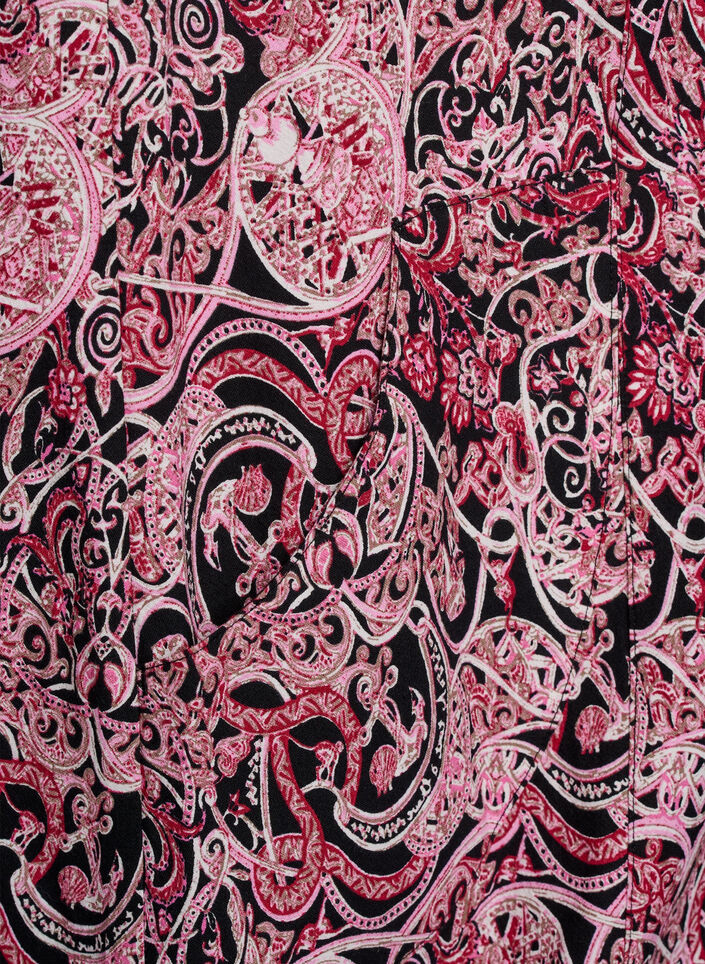 Kortærmet bomuldskjole med print, Sort, Packshot image number 3