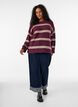 Strikbluse med dobbelte kontraststriber, R&oslash;d, Model image number 1