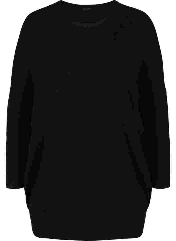 Strikket tunika i viskoseblanding, Black, Packshot image number 0