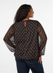 Prikket chiffonbluse med transparente &aelig;rmer, Brun, Model image number 2