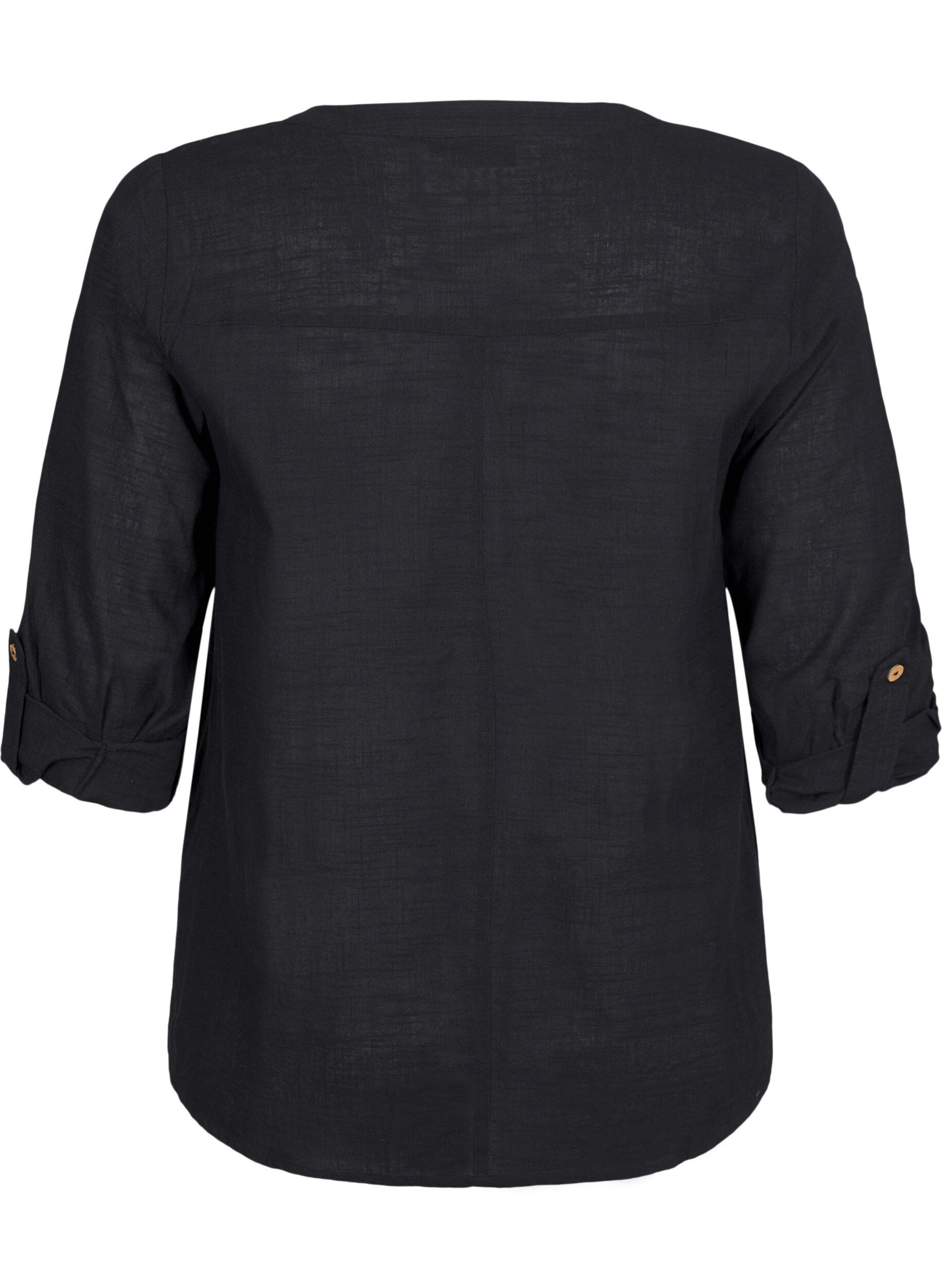 ZizziSkjortebluse i bomuld med v-udsk&aelig;ring, Sort, Packshot image number 1