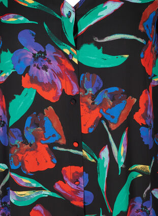 Kortærmet kjole med blomsterprint, Black Flower AOP, Packshot image number 2