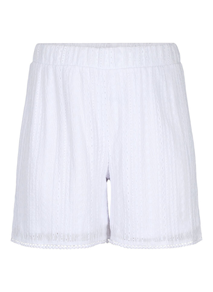Shorts med strukturmønster, Bright White, Packshot image number 0
