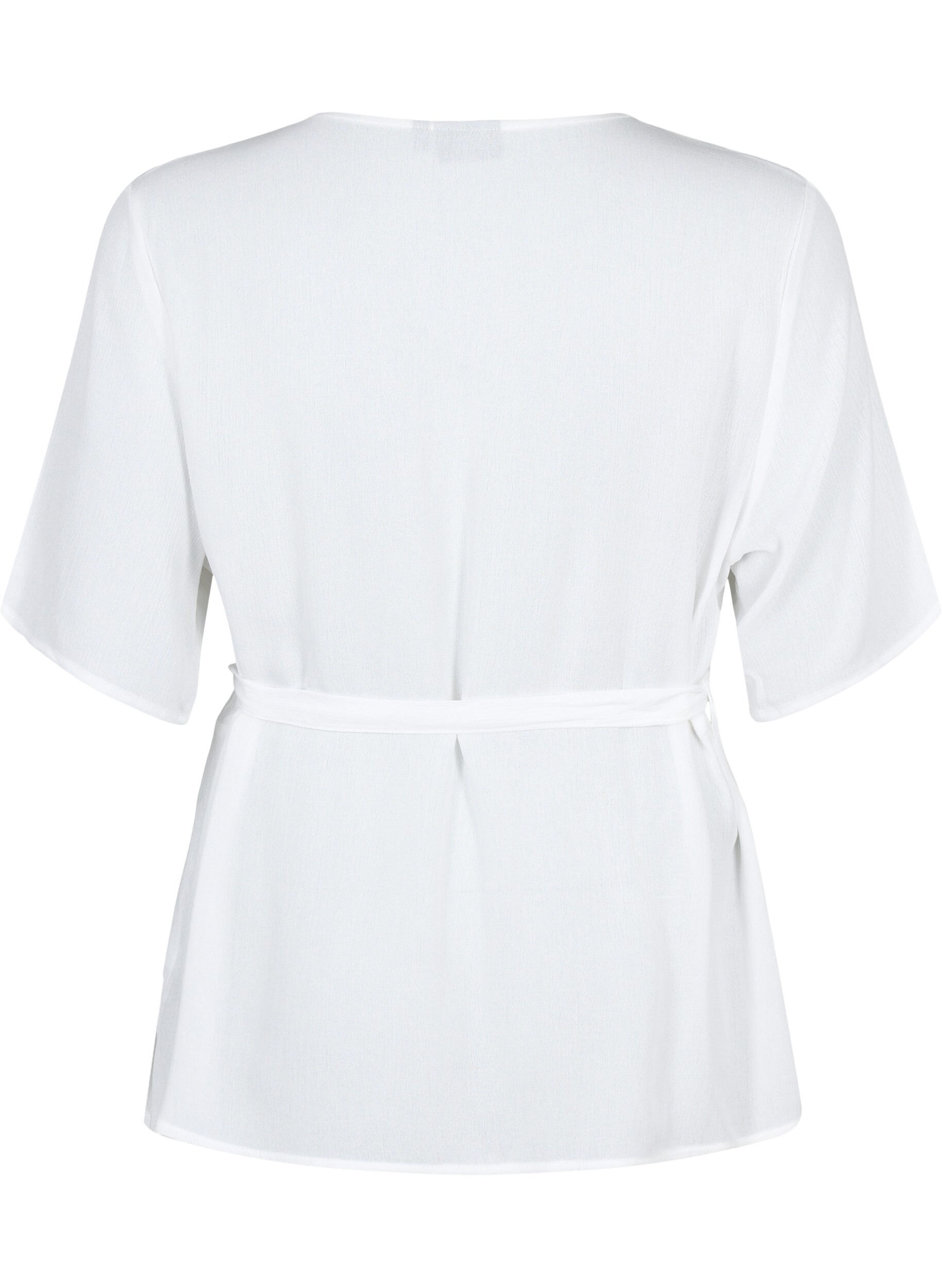 Zizzi Viskosebluse med wrap, Bright White, Packshot image number 1
