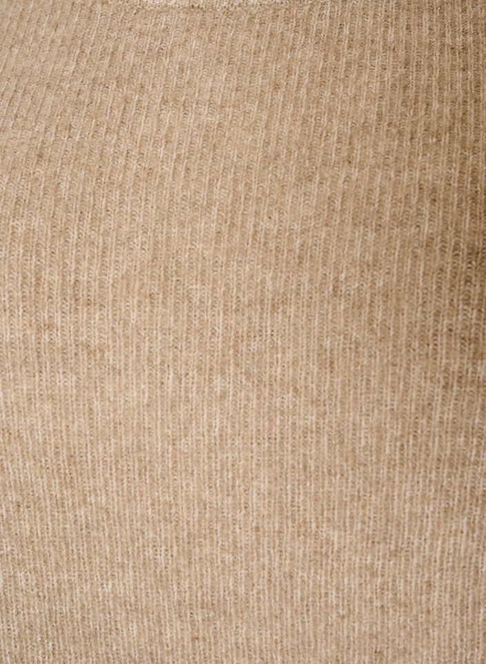 Meleret strikbluse med rund hals, Beige, Packshot image number 2