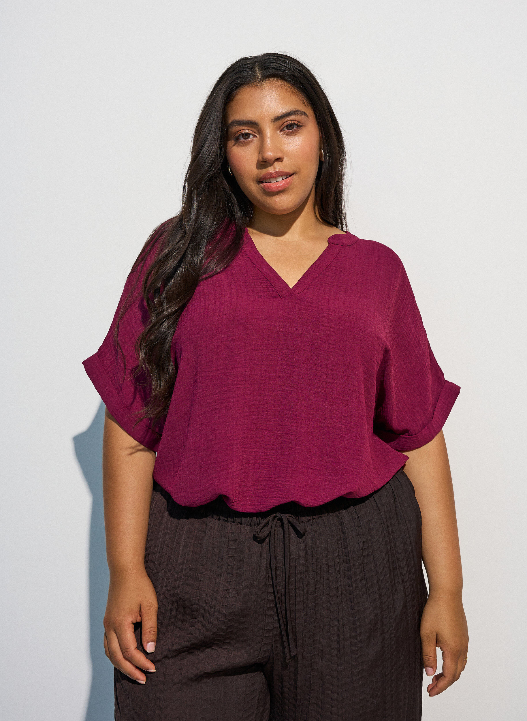 ZizziL&oslash;s bluse med korte &aelig;rmer, R&oslash;d, Model image number 3