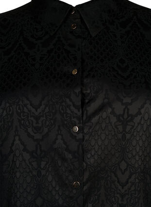 Lang skjorte med strukturmønster, Black, Packshot image number 2