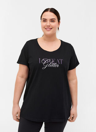 Trænings t-shirt med print, Black Glitter, Model image number 0