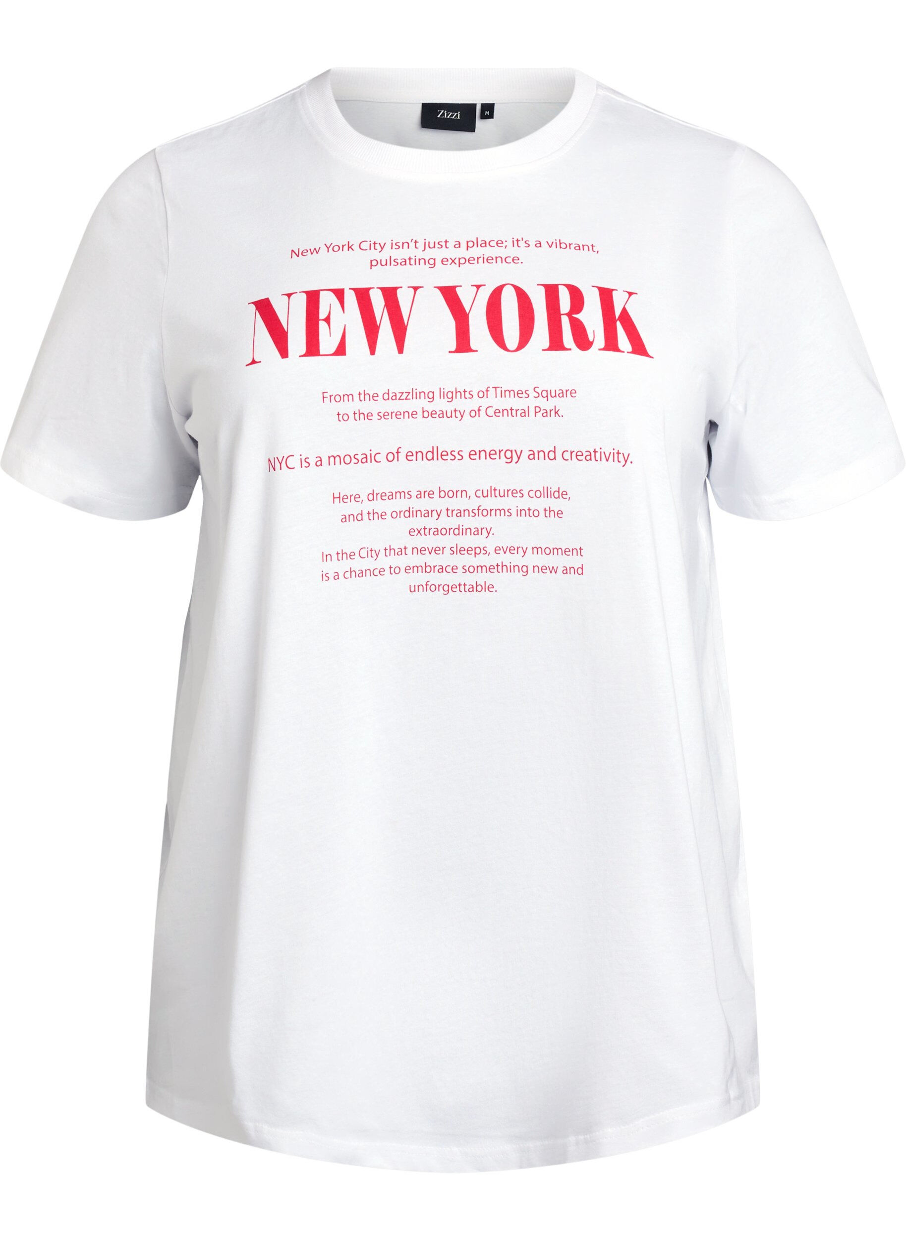 ZizziT-shirt med tekstmotiv og rund hals, Hvid, Packshot image number 0