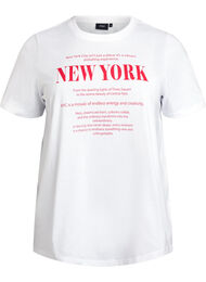 T-shirt med tekstmotiv og rund hals, Hvid