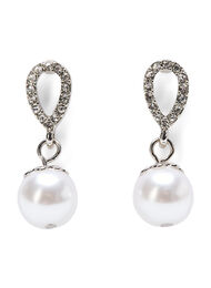 Drop øreringe med perle og sten, Silver w. Pearl