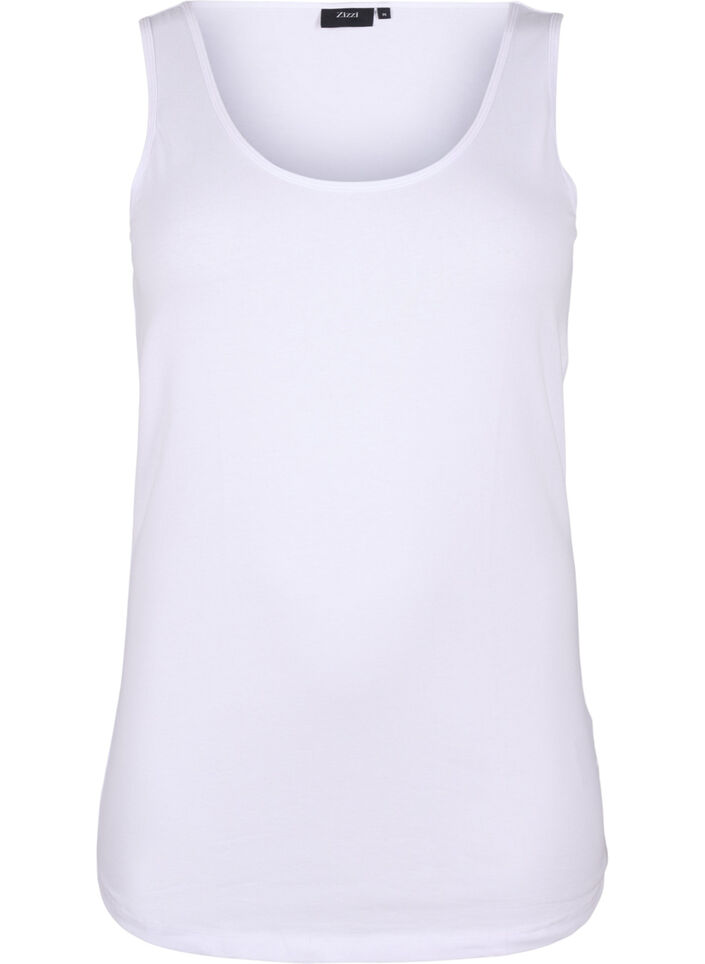 Ensfarvet basis top i bomuld, Hvid, Packshot image number 0