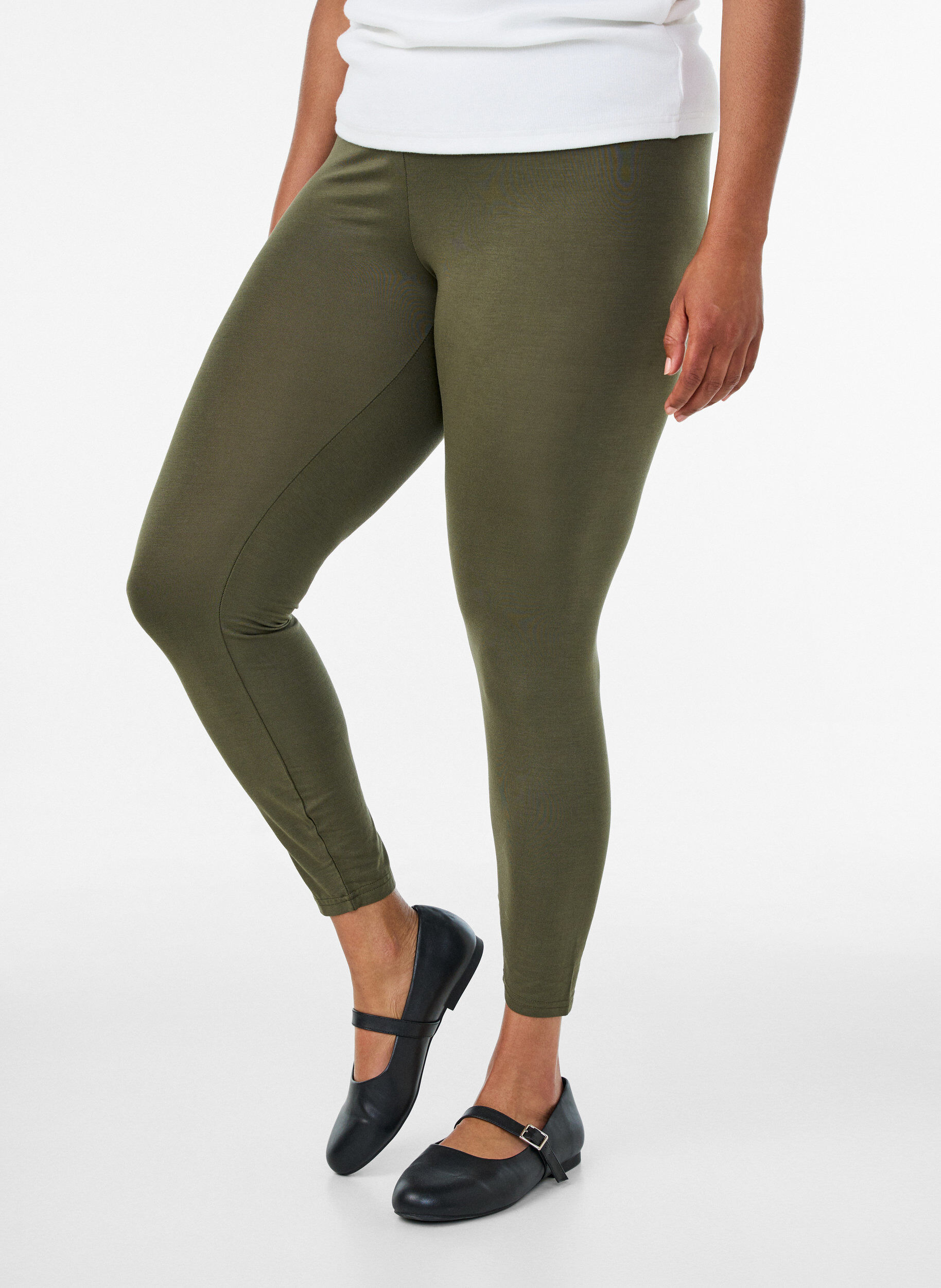 ZizziBasis leggings i viskose, Gr&oslash;n, Model image number 0