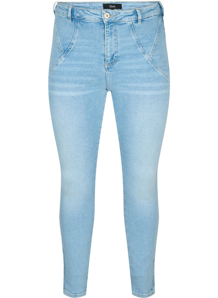Højtaljede Amy jeans med super slim fit, Light blue, Packshot image number 0