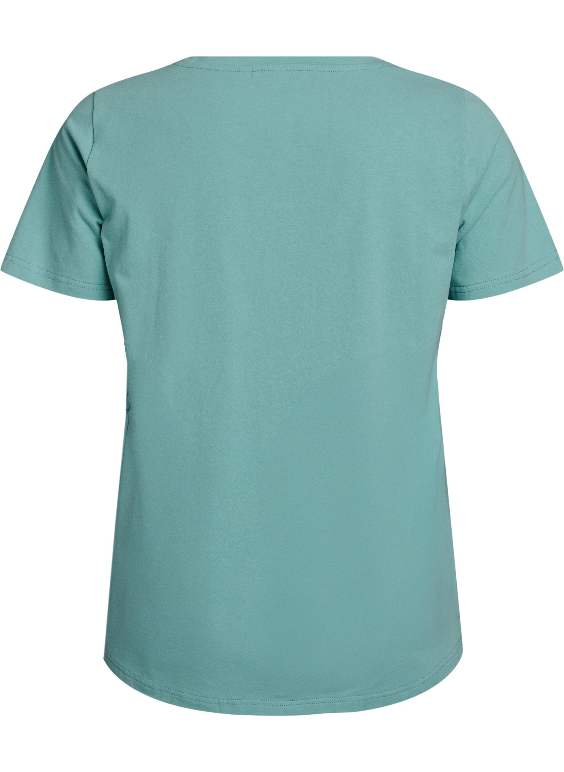 ZizziEnsfarvet basis t-shirt i bomuld, Gr&oslash;n, Packshot image number 1