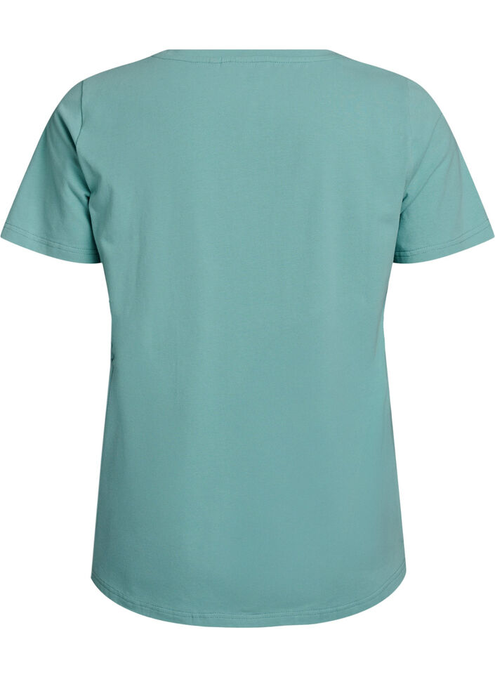 Ensfarvet basis t-shirt i bomuld, Gr&oslash;n, Packshot image number 1