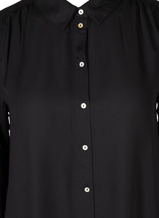 Lang gennemknappet skjorte i viskose, Black, Packshot image number 2