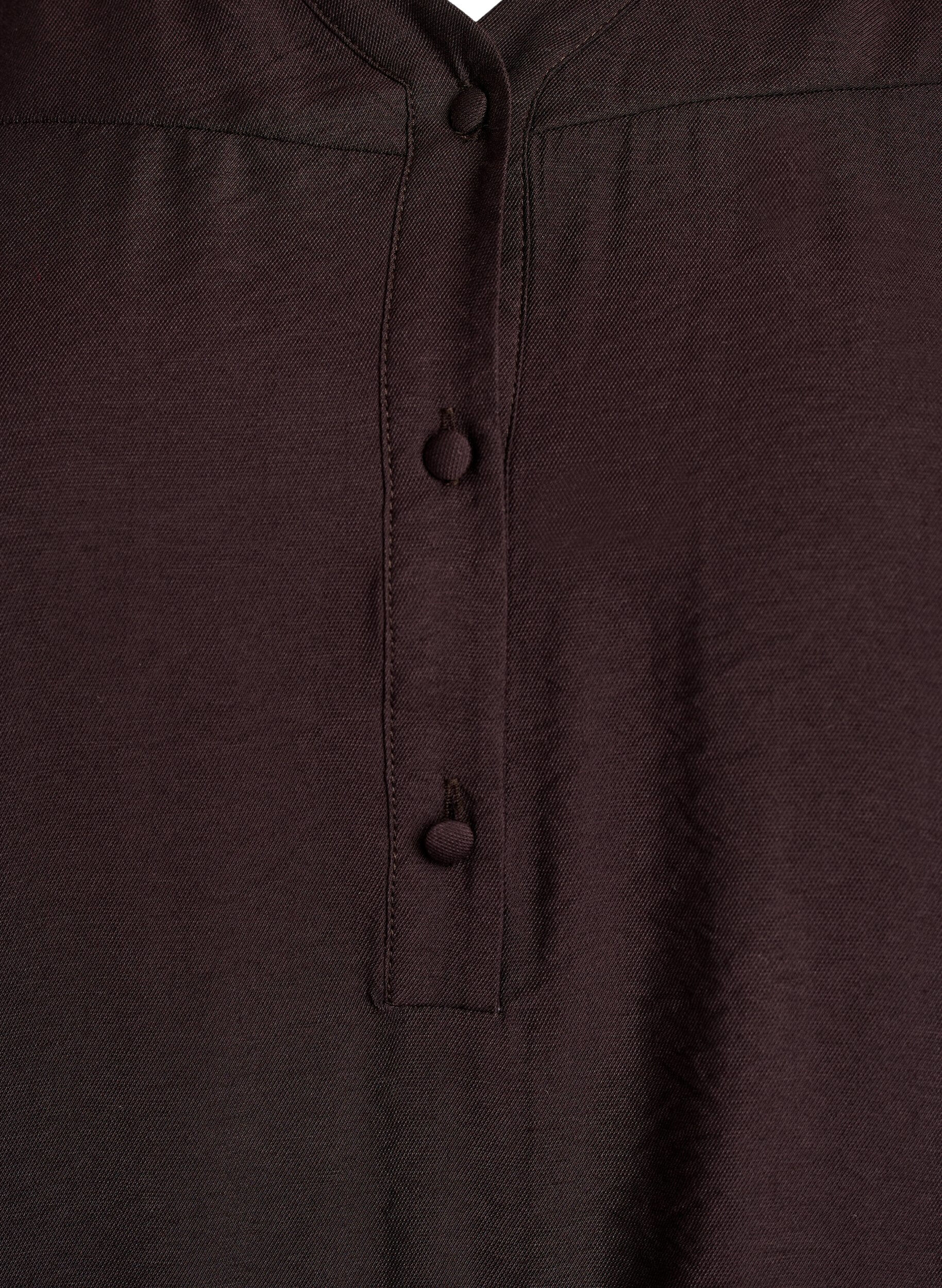 Zizzi Viskosebluse med smock og rynkedetaljer, Brun, Packshot image number 2