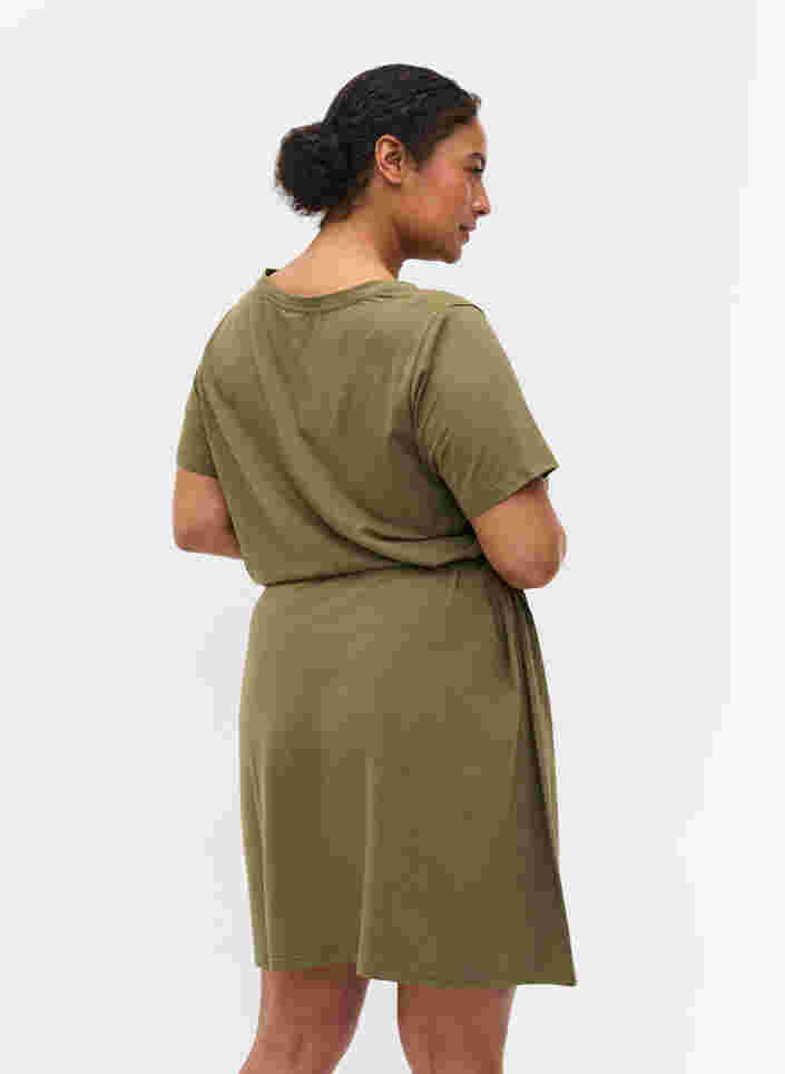 Kortærmet kjole med taljebælte, Dusty Olive, Model image number 1