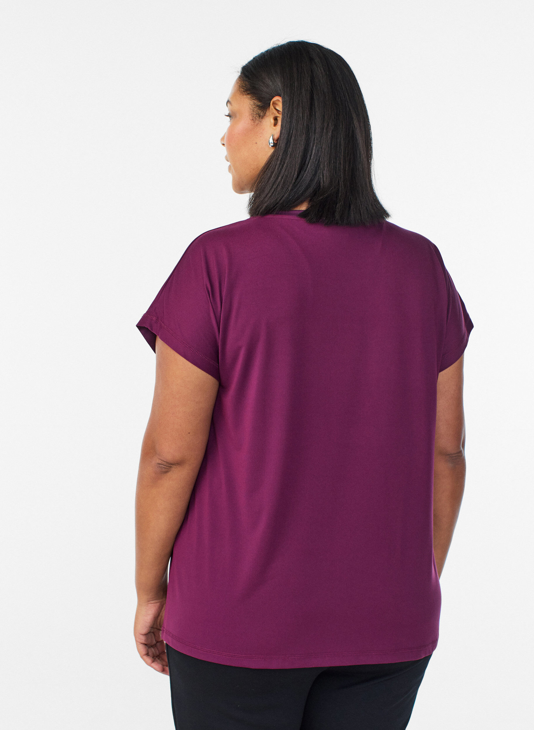 ZizziEnsfarvet tr&aelig;nings t-shirt, Lilla, Packshot image number 1