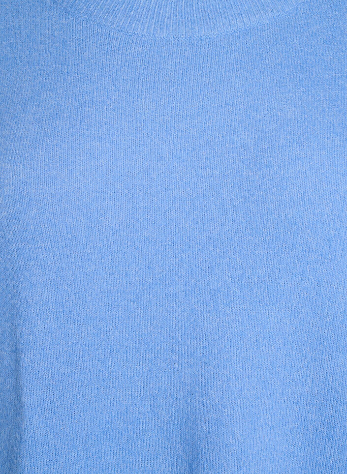 Strikkjole med 3/4 ærmer og rund hals, D.R. Blue White Mel., Packshot image number 2