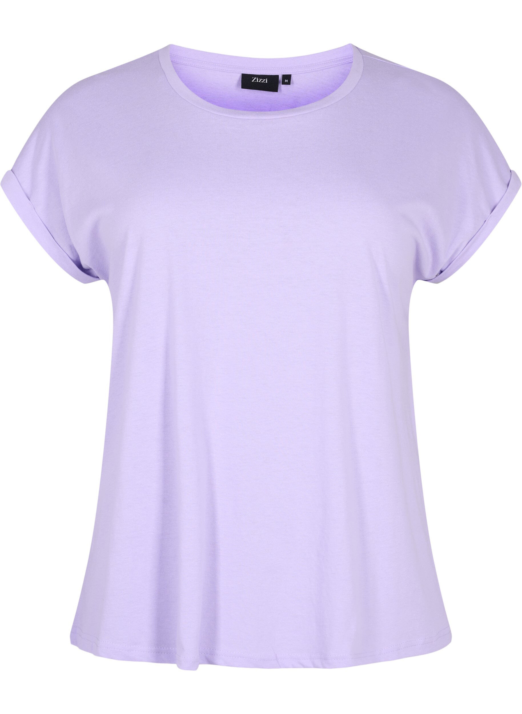 ZizziKort&aelig;rmet t-shirt i bomuldsblanding, Lilla, Packshot image number 0
