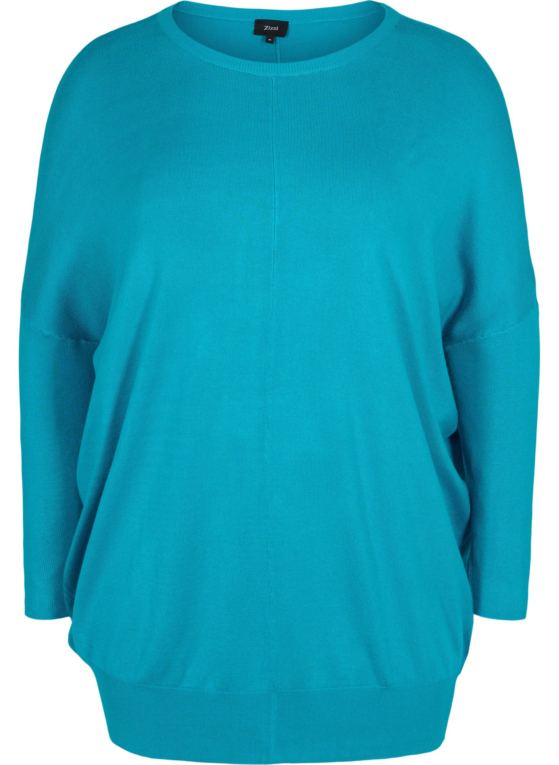 Zizzi Strikket tunika i viskoseblanding, Capri Breeze, Packshot image number 0