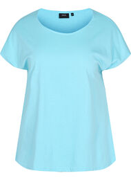 T-shirt i bomuldsmix, Blue Topaz
