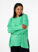 Strikbluse med rund hals, Light G. Green Mel., Model image number 0
